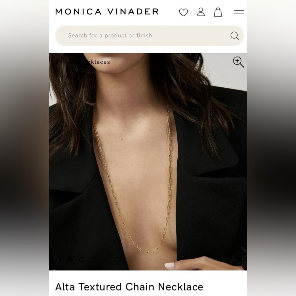 Brand New Monica Vinader Alta Gold Link Chain 24" Fully Adjustable Length